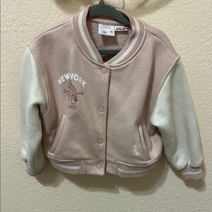 Zara Pink and White Varsity Ballet Jacket
